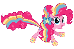 Size: 3000x2000 | Tagged: safe, artist:ashidaru, imported from derpibooru, pinkie pie, earth pony, pony, twilight's kingdom, bow, cute, diapinkes, female, hair bow, mare, open mouth, rainbow power, simple background, smiling, solo, transparent background, vector