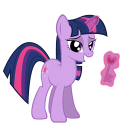 Size: 3000x3000 | Tagged: safe, artist:ashidaru, imported from derpibooru, twilight sparkle, pony, unicorn, female, key, levitation, lidded eyes, magic, mare, simple background, smiling, solo, telekinesis, transparent background, unicorn twilight