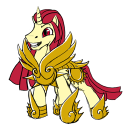 Size: 540x541 | Tagged: safe, artist:sawhorse, imported from derpibooru, oc, oc only, earth pony, pony, armor, hoof shoes, male, red eyes, simple background, solo, stallion, white background