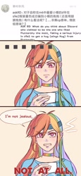 Size: 945x2048 | Tagged: safe, artist:dez, imported from derpibooru, rainbow dash, human, the beginning of the end, ask, blatant lies, female, headband, humanized, implied discord, implied flutterdash, implied fluttershy, implied lesbian, implied shipping, jealous, solo, tumblr