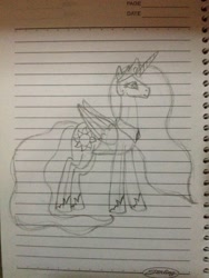 Size: 3264x2448 | Tagged: safe, artist:don2602, imported from derpibooru, princess celestia, alicorn, pony, female, lined paper, notebook, solo, traditional art