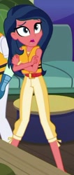 Size: 238x563 | Tagged: safe, imported from derpibooru, screencap, desert sage, equestria girls, equestria girls series, spring breakdown, spoiler:eqg series (season 2), background human, cropped, female, lifejacket, raised eyebrow, solo focus