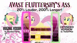 Size: 1280x720 | Tagged: artist needed, safe, artist:yaycelestia0331, imported from derpibooru, fluttershy, pony, avast fluttershy's ass, derp, dizzy, equalizer, flutteryay, puffy cheeks, vulgar, wallpaper