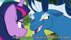 Size: 1280x720 | Tagged: safe, imported from derpibooru, grogar, twilight sparkle, alicorn, the beginning of the end, avengers: infinity war, thanos, twilight sparkle (alicorn), you should've gone for the head