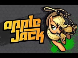 Size: 480x360 | Tagged: artist needed, safe, artist:rc88, imported from derpibooru, applejack, earth pony, pony, fighting is magic, action pose, cowboy hat, female, hat, lasso, mare, mouth hold, rope, solo, youtube link, youtube thumbnail