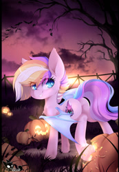 Size: 800x1155 | Tagged: safe, artist:teranen, imported from derpibooru, oc, oc only, oc:devil dasher, bat, bat pony, pony, bat pony oc, bucking, butt, chest fluff, colored pupils, ear fluff, ear tufts, eye clipping through hair, fangs, female, glare, grin, halloween, holiday, jack-o-lantern, looking back, mare, plot, pumpkin, raised leg, smiling, smirk, solo, spread wings, sunset, underhoof, wings