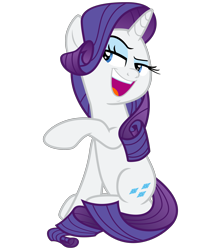 Size: 3000x3400 | Tagged: safe, artist:cheezedoodle96, imported from derpibooru, rarity, pony, unicorn, sparkle's seven, .svg available, dreamworks face, evil grin, female, gesture, grin, high res, lidded eyes, mare, open mouth, pointing, raised eyebrow, simple background, sitting, smiling, solo, svg, transparent background, vector