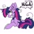 Size: 2048x2048 | Tagged: safe, artist:prplepsychopath, imported from derpibooru, twilight sparkle, pony, unicorn, lesson zero, dialogue, ear fluff, eye clipping through hair, female, hi girls, insanity, prone, simple background, solo, speech bubble, twilight snapple, unicorn twilight, white background