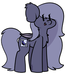 Size: 1151x1288 | Tagged: safe, artist:spoopygander, imported from derpibooru, oc, oc only, oc:selenite, bat pony, pony, bat wings, chest fluff, chibi, fangs, female, mare, smiling, solo, wings