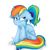 Size: 1000x1000 | Tagged: safe, artist:vanillashineart, imported from derpibooru, rainbow dash, pegasus, pony, alternate hairstyle, blushing, cute, dashabetes, female, floppy ears, ponytail, simple background, sitting, solo, white background