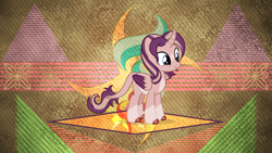 Size: 3840x2160 | Tagged: safe, artist:laszlvfx, artist:luckreza8, edit, editor:axal-5, imported from derpibooru, starlight glimmer, sunset shimmer, twilight sparkle, oc, oc only, oc:shimmering spectacle, alicorn, pony, alicorn oc, coat markings, colored wings, colored wingtips, curved horn, cute, cutie mark, facial markings, female, happy, horn, leonine tail, magical lesbian spawn, magical threesome spawn, mare, multiple parents, ocbetes, offspring, parent:starlight glimmer, parent:sunset shimmer, parent:twilight sparkle, parents:twishimmerglimmer, socks (coat marking), socks (coat markings), solo, star (coat marking), stars, sun, vector, wall of tags, wallpaper, wallpaper edit
