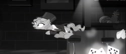 Size: 976x423 | Tagged: safe, imported from derpibooru, screencap, marelene dietrot, earth pony, pony, season 9, sparkle's seven, spoiler:s09, background pony, cropped, female, hat, mare, marlene dietrich, noir, playing card, reference, top hat, unnamed pony