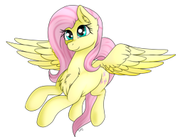 Size: 1339x1032 | Tagged: safe, artist:monsoonvisionz, imported from derpibooru, fluttershy, pegasus, pony, chest fluff, cute, ear fluff, female, mare, shyabetes, simple background, smiling, solo, spread wings, transparent background, wings