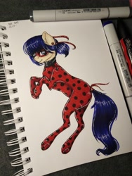 Size: 3120x4160 | Tagged: safe, artist:uglypartyhat, imported from derpibooru, pony, ladybug (miraculous ladybug), marinette dupain-cheng, marker pen, miraculous ladybug, photo, ponified, sketchbook, traditional art