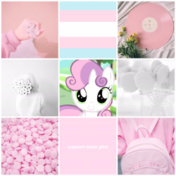 Size: 1920x1920 | Tagged: safe, artist:pandemiamichi, artist:s1nb0y, deleted from derpibooru, imported from derpibooru, sweetie belle, lgbt headcanon, moodboard, pink