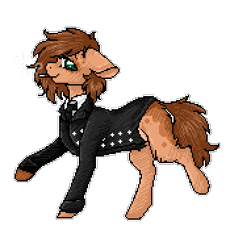 Size: 350x380 | Tagged: safe, artist:uglypartyhat, imported from derpibooru, oc, oc only, oc:bradley, pony, cigarette, clothes, necktie, pixel art, smoking, suit