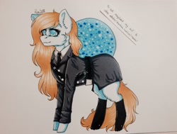 Size: 2927x2217 | Tagged: safe, artist:uglypartyhat, imported from derpibooru, oc, oc only, oc:milena, earth pony, pony, clothes, photo, smiling, traditional art, uniform