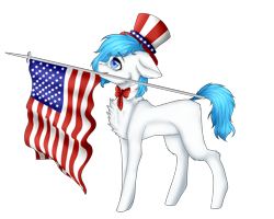 Size: 2500x2000 | Tagged: safe, artist:uglypartyhat, imported from derpibooru, oc, oc only, pony, 4th of july, american flag, american independence day, bow, chest fluff, hat, holiday, mouth hold, photo, simple background, solo, top hat, traditional art, transparent background, united states