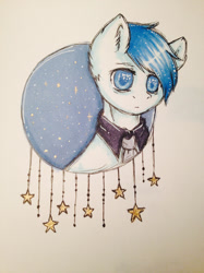 Size: 1024x1366 | Tagged: safe, artist:uglypartyhat, imported from derpibooru, oc, oc only, oc:adam, earth pony, pony, bust, male, photo, portrait, stallion, stars, traditional art