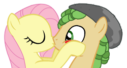 Size: 978x529 | Tagged: safe, artist:3d4d, imported from derpibooru, fluttershy, sandalwood, pony, base used, equestria girls ponified, female, kissing, male, ponified, sandalshy, shipping, straight