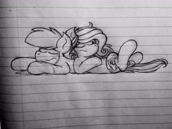 Size: 2560x1920 | Tagged: safe, artist:thebadbadger, imported from derpibooru, oc, oc:bubblegum, oc:phire demon, pony, lined paper, sad