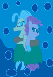 Size: 1300x1890 | Tagged: safe, artist:bigpurplemuppet99, imported from derpibooru, pinkie pie, princess skystar, seapony (g4), female, lesbian, seaponified, seapony pinkie pie, shipping, skypie, species swap