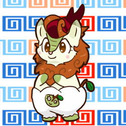Size: 800x800 | Tagged: safe, artist:kushina13, imported from derpibooru, autumn blaze, cocotama, kirin, abstract background, female, looking at you, solo