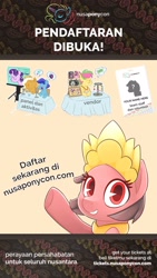 Size: 1396x2481 | Tagged: safe, artist:nusaponycon, imported from derpibooru, oc, oc:salasika, pony, advertisement, indonesia, nusaponycon