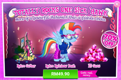 Size: 1036x688 | Tagged: safe, imported from derpibooru, rainbow dash, pony, advertisement, costs real money, crack is cheaper, gameloft, gem, greedloft, official, sale