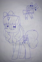 Size: 2992x4383 | Tagged: safe, artist:徐詩珮, imported from derpibooru, alicorn, pony, aikatsu friends, aine (aikatsu friends), female, lineart, mare, ponified, traditional art