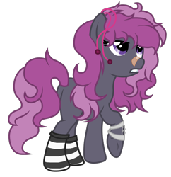 Size: 2719x2809 | Tagged: safe, artist:seaswirlsyt, imported from derpibooru, oc, oc only, oc:leilia space, earth pony, pony, bandaid, bandaid on nose, clothes, female, mare, simple background, socks, solo, striped socks, transparent background, vector