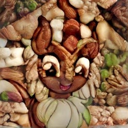 Size: 400x400 | Tagged: artist needed, safe, edit, imported from derpibooru, cinder glow, summer flare, kirin, sounds of silence, cute, dreamscope edit, food, irl, neural network, nuts, photo