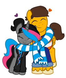 Size: 1024x1208 | Tagged: safe, artist:katnekobase, artist:unikittybot, imported from derpibooru, earth pony, pony, unicorn, base used, clothes, emmet brickowski, female, lego, male, mare, ponified, scarf, shared clothing, shared scarf, shipping, simple background, stallion, straight, the lego movie, white background, wyldstyle