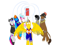 Size: 1024x768 | Tagged: safe, artist:unikittybot, imported from derpibooru, alicorn, pony, alicornified, batman, benny, emmet brickowski, lego, metalbeard, piece of resistance, ponified, race swap, simple background, the lego movie, transparent background, unikitty, watermark, wyldstyle