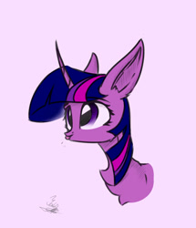 Size: 829x964 | Tagged: safe, artist:egsytion, artist:tmochka, imported from derpibooru, twilight sparkle, pony, unicorn, :p, bust, cute, female, long horn, mare, silly, simple background, solo, tongue out, twiabetes, unicorn twilight, white background