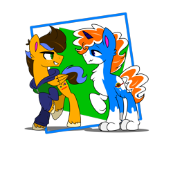 Size: 2048x2048 | Tagged: safe, artist:unikittybot, artist:xxparadoxponyxx, imported from derpibooru, oc, oc:harry, oc:luke brickowski, hybrid, pony, base used, cat paws, lego, offspring, parent:benny, parent:emmet brickowski, parent:unikitty, parent:wyldstyle, ponified, simple background, the lego movie, transparent background