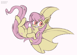 Size: 2800x2000 | Tagged: safe, artist:bondedbones, deleted from derpibooru, imported from derpibooru, fluttershy, bat pony, pony, bat ponified, cute, flutterbat, race swap, shyabates, shyabetes, simple background, solo