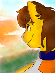 Size: 1200x1600 | Tagged: safe, artist:unikittybot, imported from derpibooru, pony, emmet brickowski, lego, ponified, solo, the lego movie