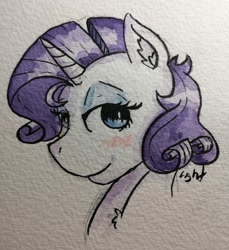 Size: 1920x2096 | Tagged: safe, artist:lightisanasshole, imported from derpibooru, rarity, pony, unicorn, adorkable, bedroom eyes, blue eyes, blushing, cute, dork, female, hair, painting, short hair, short mane, solo, traditional art