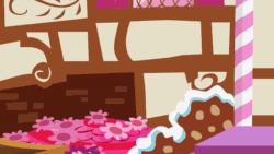 Size: 800x450 | Tagged: safe, artist:forgalorga, imported from derpibooru, fluttershy, twilight sparkle, pony, animated, cute, female, floating, fluttershy is not amused, gif, head turn, perfect loop, pony and magical artifact, puffy cheeks, shyabetes, through wall, turned head, twibutt, unamused, walking, wut face
