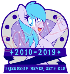 Size: 995x1047 | Tagged: safe, artist:pearlyiridescence, imported from derpibooru, pegasus, pony, custom, end of g4, end of ponies, female, horseshoes, mare, merchandise, patch, patch design, photo, smiling, underhoof