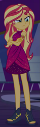 Size: 275x868 | Tagged: safe, imported from derpibooru, screencap, sunset shimmer, equestria girls, equestria girls series, spring breakdown, spoiler:eqg series (season 2), cropped, crossed arms, cruise concert outfit, cruise outfit, feet, female, geode of empathy, magical geodes, open-toed shoes, sandals, sleeveless, solo, toes