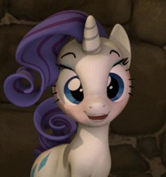 Size: 334x355 | Tagged: safe, artist:fishimira, edit, imported from derpibooru, rarity, pony, unicorn, 3d, cropped, cute, female, mare, open mouth, open smile, rarara, raribetes, smiling, solo, source filmmaker