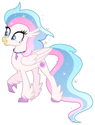 Size: 1298x1703 | Tagged: safe, artist:musical-medic, imported from derpibooru, oc, oc only, oc:orella, classical hippogriff, hippogriff, hybrid, colored hooves, interspecies offspring, magical lesbian spawn, offspring, parent:princess celestia, parent:queen novo, parents:novolestia, simple background, solo, transparent background