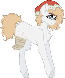 Size: 456x545 | Tagged: safe, artist:uglypartyhat, imported from derpibooru, oc, oc only, oc:joseph, pony, amputee, bandage, christmas, hat, holiday, santa hat, scar, solo