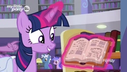 Size: 1920x1080 | Tagged: safe, imported from derpibooru, screencap, pokey pierce, sea swirl, seafoam, twilight sparkle, alicorn, pony, the point of no return, adorkable, book, cute, dork, magic, salvador dalí, that pony sure does love books, the persistence of memory, twilight sparkle (alicorn)