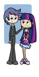 Size: 314x616 | Tagged: safe, artist:obeliskgirljohanny, imported from derpibooru, comet tail, twilight sparkle, human, cometlight, female, full body, humanized, male, shipping, straight