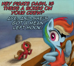 Size: 900x800 | Tagged: safe, artist:hewison, imported from derpibooru, rainbow dash, oc, oc:pun, pony, ask pun, ask, pirate dash, pun