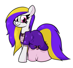 Size: 1191x1121 | Tagged: safe, artist:moonatik, imported from derpibooru, oc, oc only, oc:daylily, earth pony, pony, bow, clothes, commission, dress, eyeshadow, female, makeup, mare, simple background, solo, transparent background