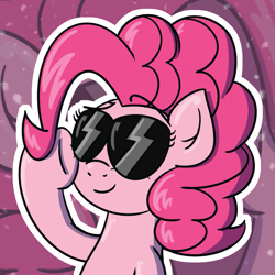 Size: 997x997 | Tagged: safe, artist:ashtoneer, imported from derpibooru, pinkie pie, earth pony, pony, bust, female, mare, portrait, solo, sunglasses, zoom layer